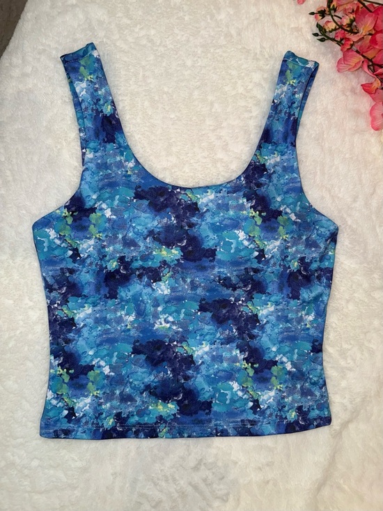 Brisas Tops - 3 x 20$ Blue Abstract-Print Crop Tank Top Size S
